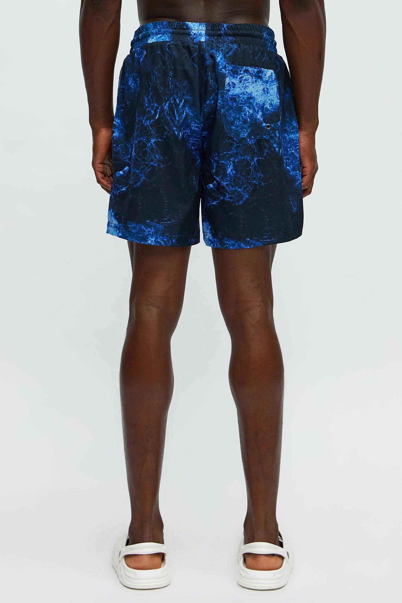 Midnight Tide Printed Swim Classic Trunk - Black/Blue Product Image