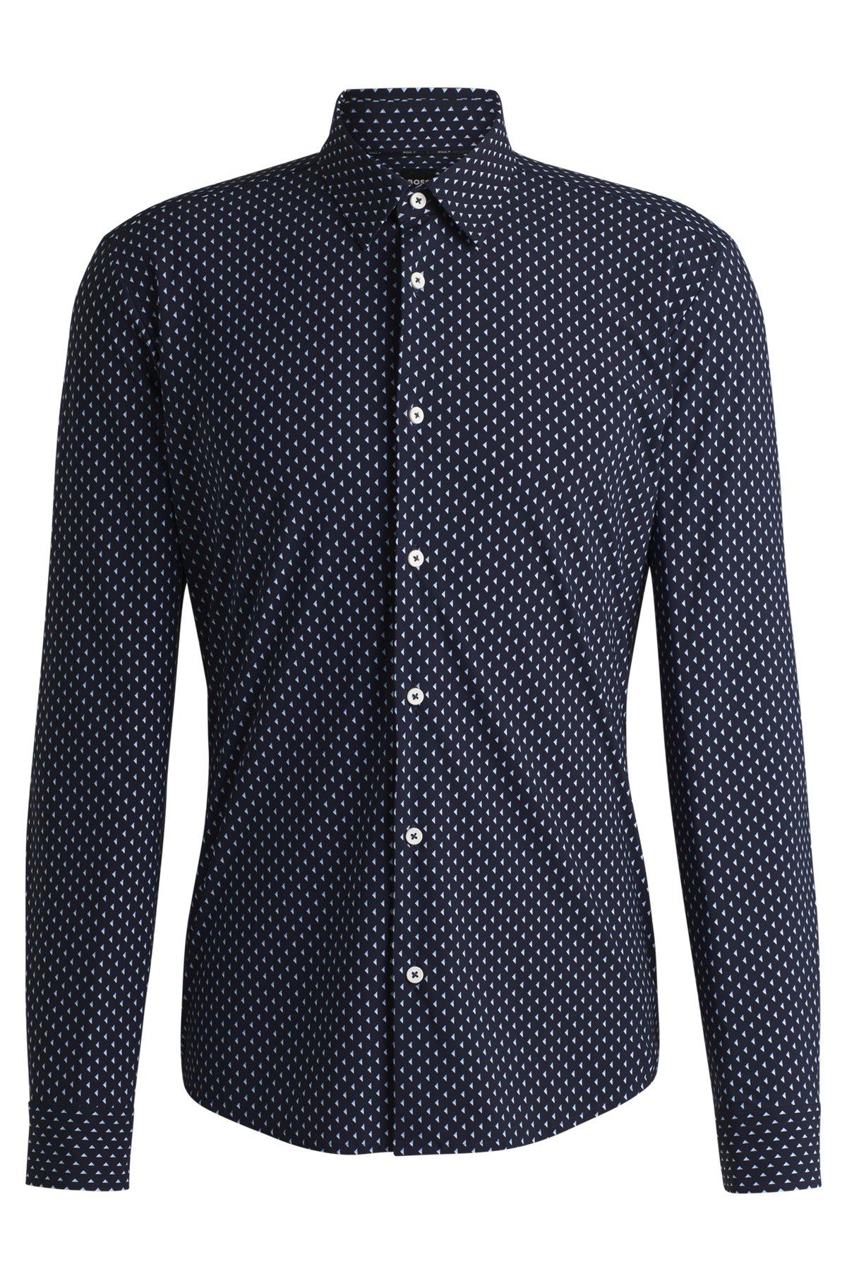 Slim-fit shirt in geometric-print performance-stretch fabric Product Image
