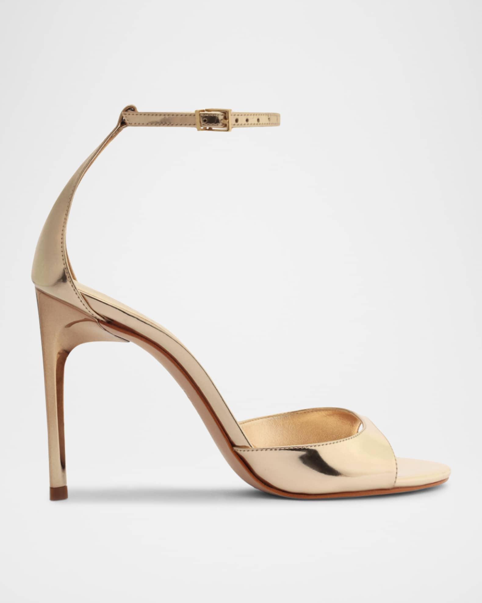 Scarlett Metallic Leather Ankle-Strap Stiletto Sandals Product Image