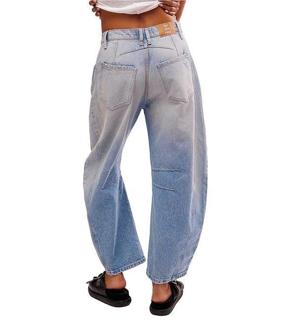 Free People We The Free Good Luck Mid Rise Destruction Wide Leg Barrel Jeans Product Image