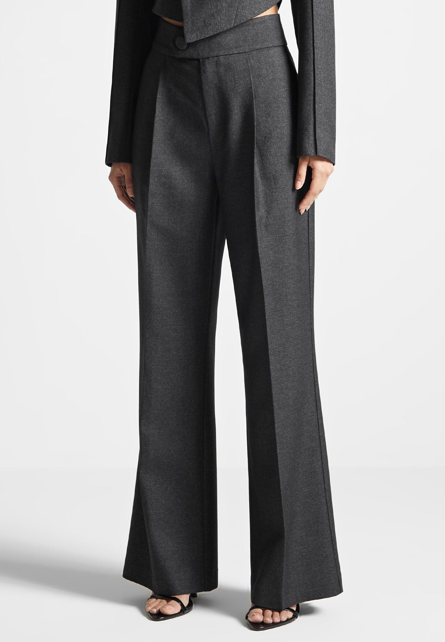Elsa - High Waisted Tailored Trousers - Dark Grey Female Product Image