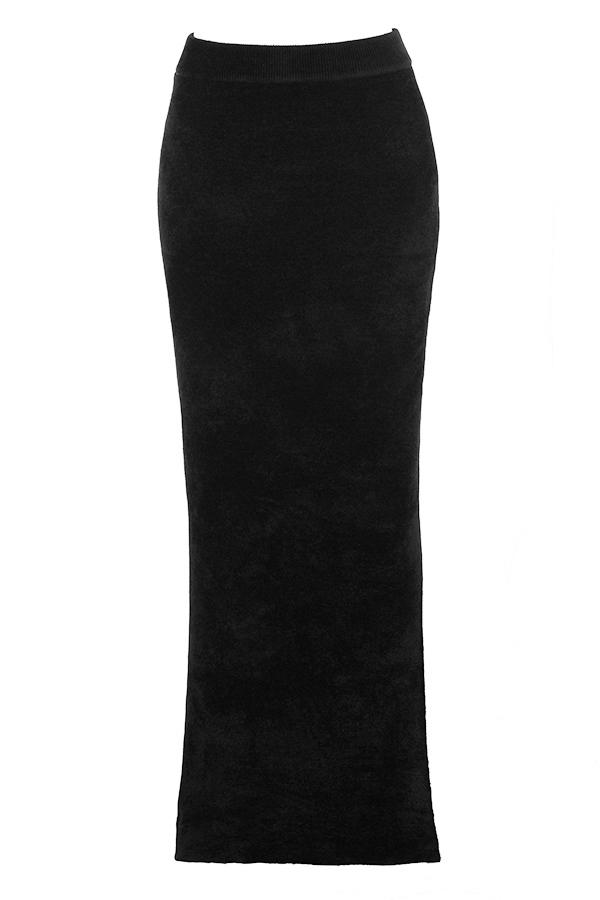 Rene  black chenille maxi skirt - sale Product Image