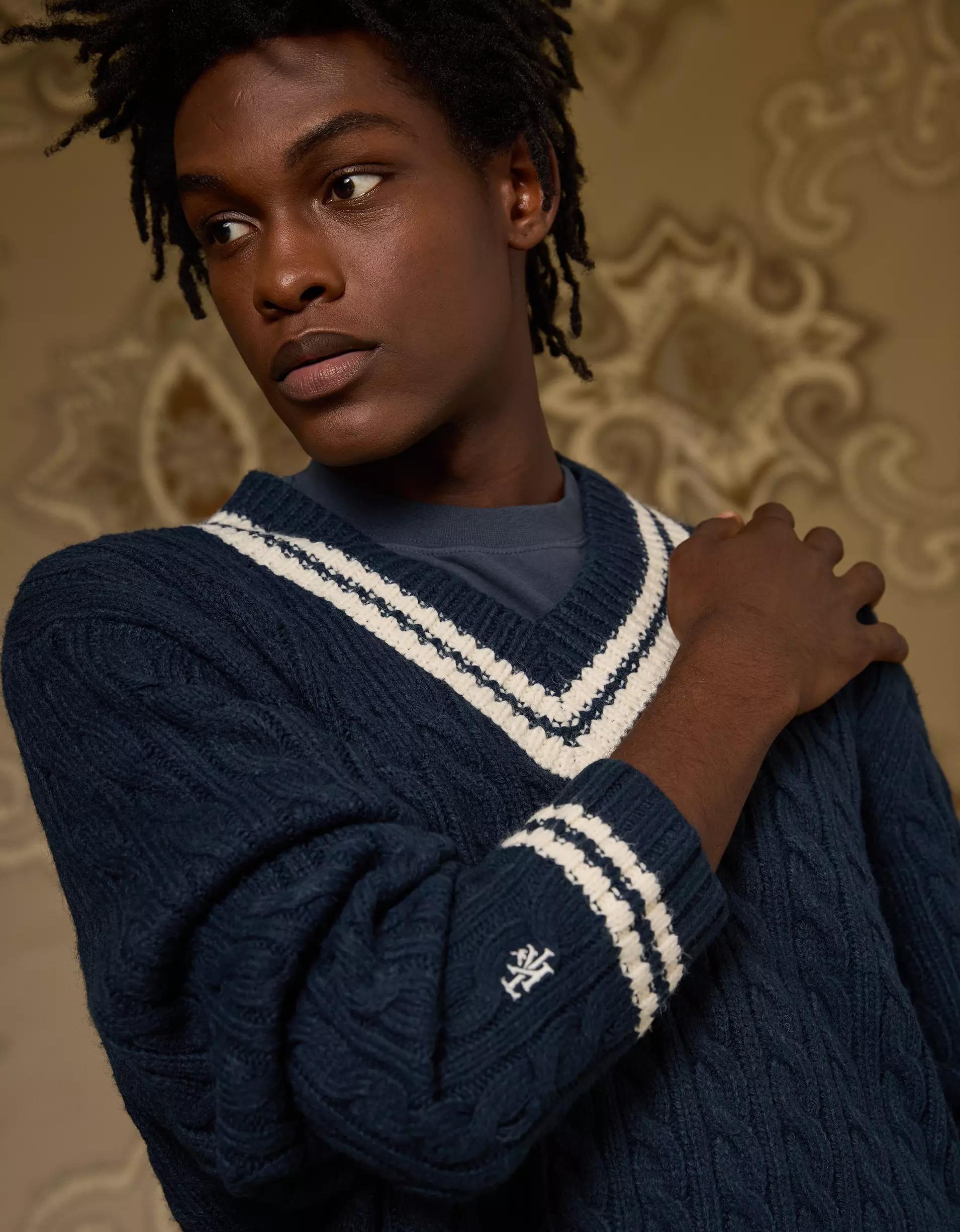 AE x Tru Kolors Cable Knit Cricket Sweater Product Image
