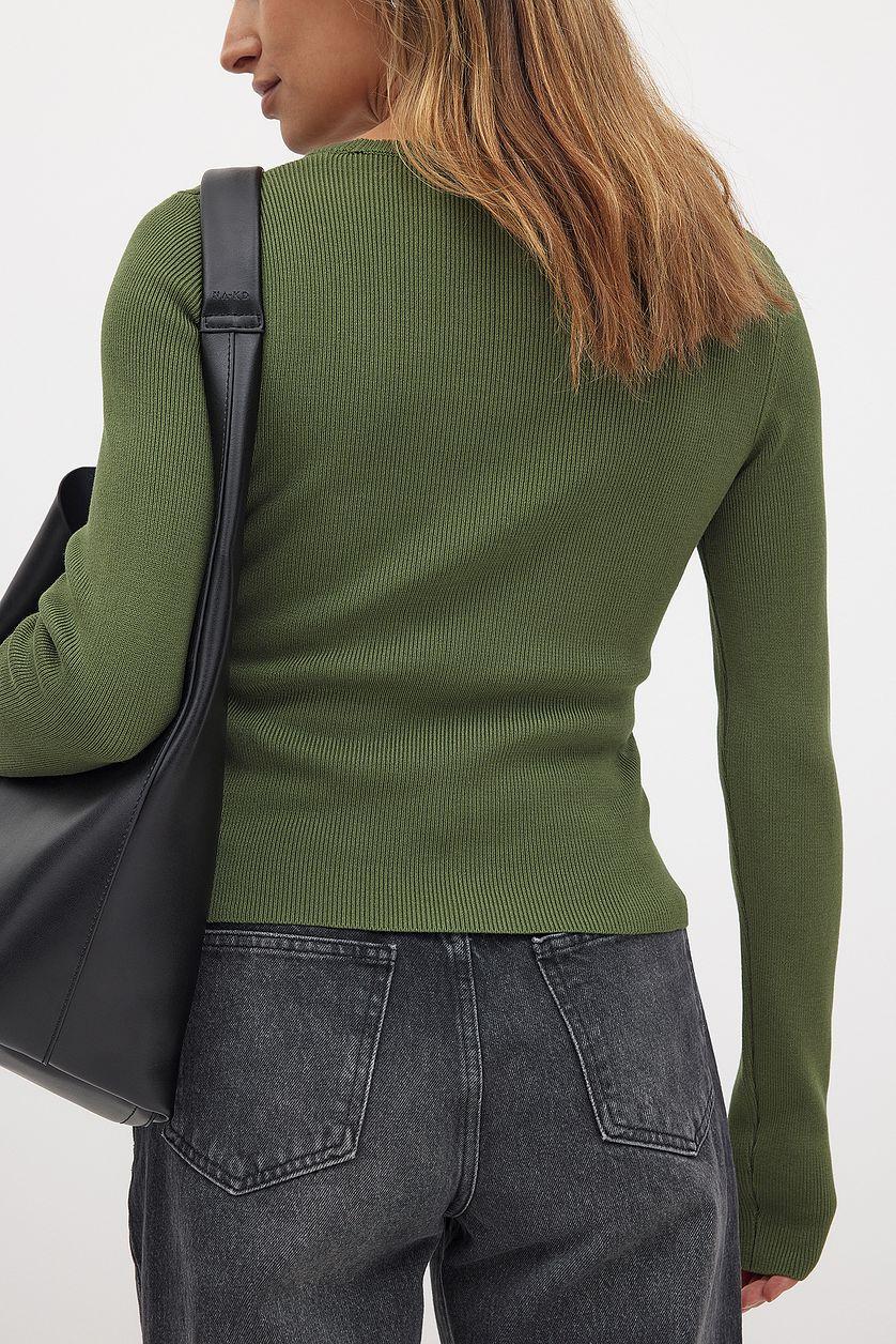 Ribbed Knitted Round Neck Top Product Image