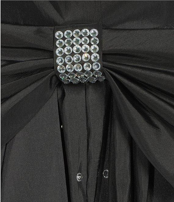 City Vibe Plunge Sweetheart Neck Bow Back Rhinestone Bubble Dress Product Image