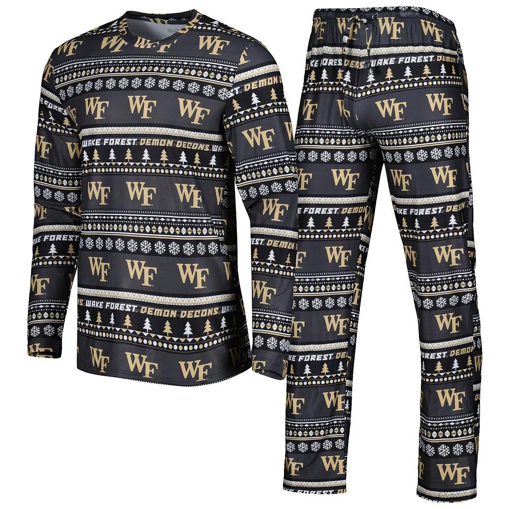 Men's Concepts Sport Black Wake Forest Demon Deacons Swivel Long Sleeve T-Shirt & Pants Sleep Set,  Product Image