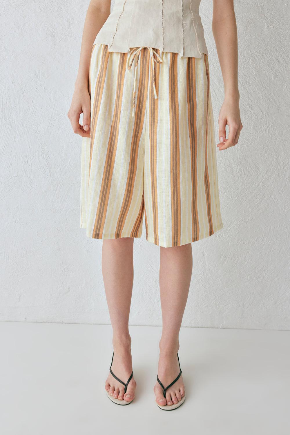 Ama Linen Bermuda Shorts Stripe Product Image