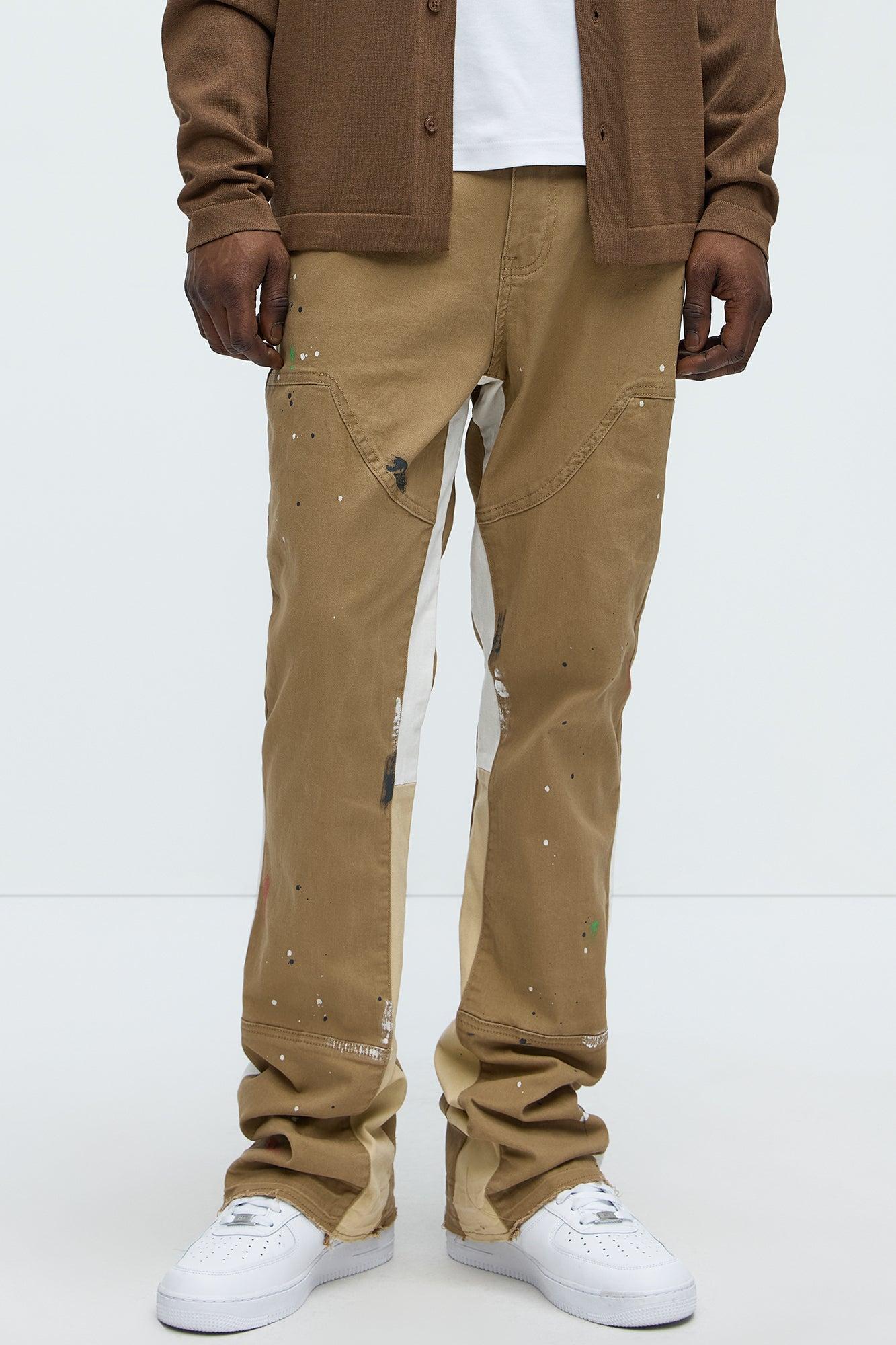 Both Ways Slim Stacked Flared Pants - Tan/Multi Product Image