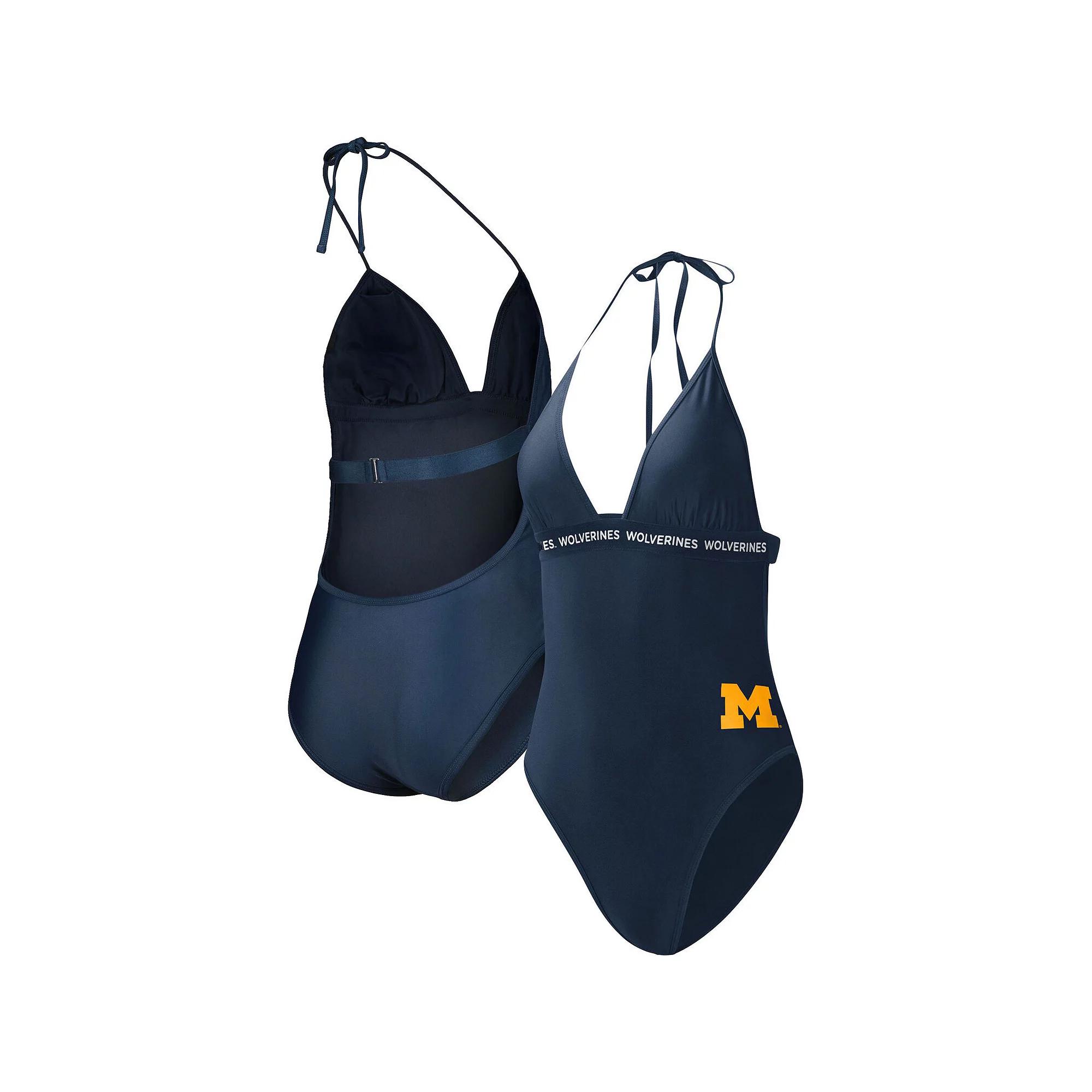 Women's G-III 4Her by Carl Banks Navy Michigan Wolverines Full Count One-Piece Swimsuit,  Product Image