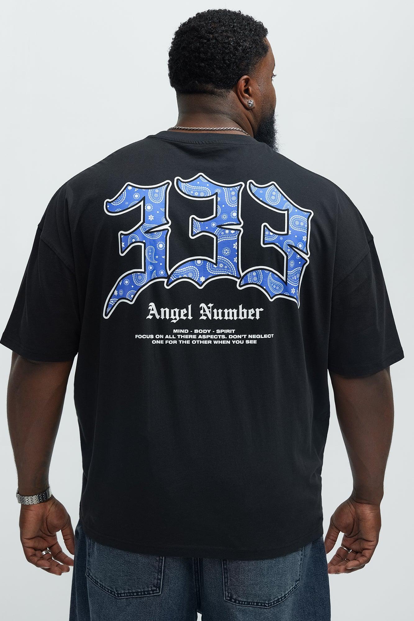 Angel Numbers Oversized Short Sleeve Tee - Black Male Product Image