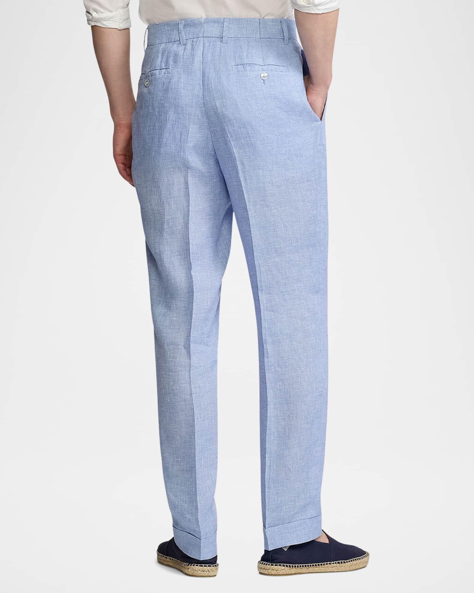 Men's Hand-Tailored Houndstooth Linen Trousers Product Image
