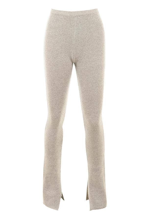 Raven  oatmeal ribbed knit flared trousers - sale Product Image