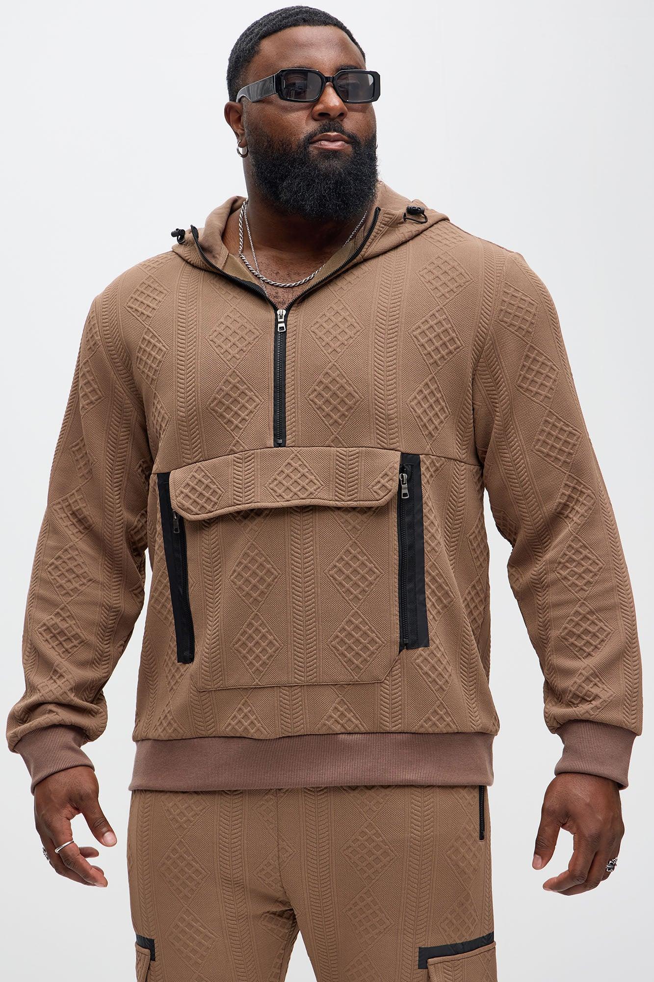 Practical Quarter Zip Hoodie - Brown Product Image