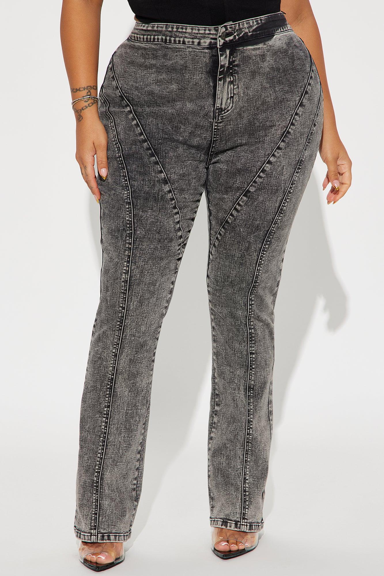 Acting Different Zipper Slim Straight Leg Jeans - Black Wash Product Image