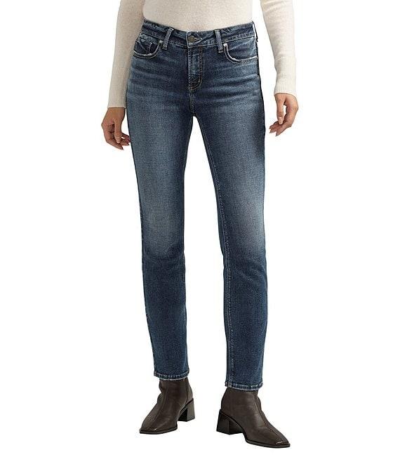 Silver Jeans Co. Elyse Mid Rise Power Stretch Straight Leg Jeans Product Image