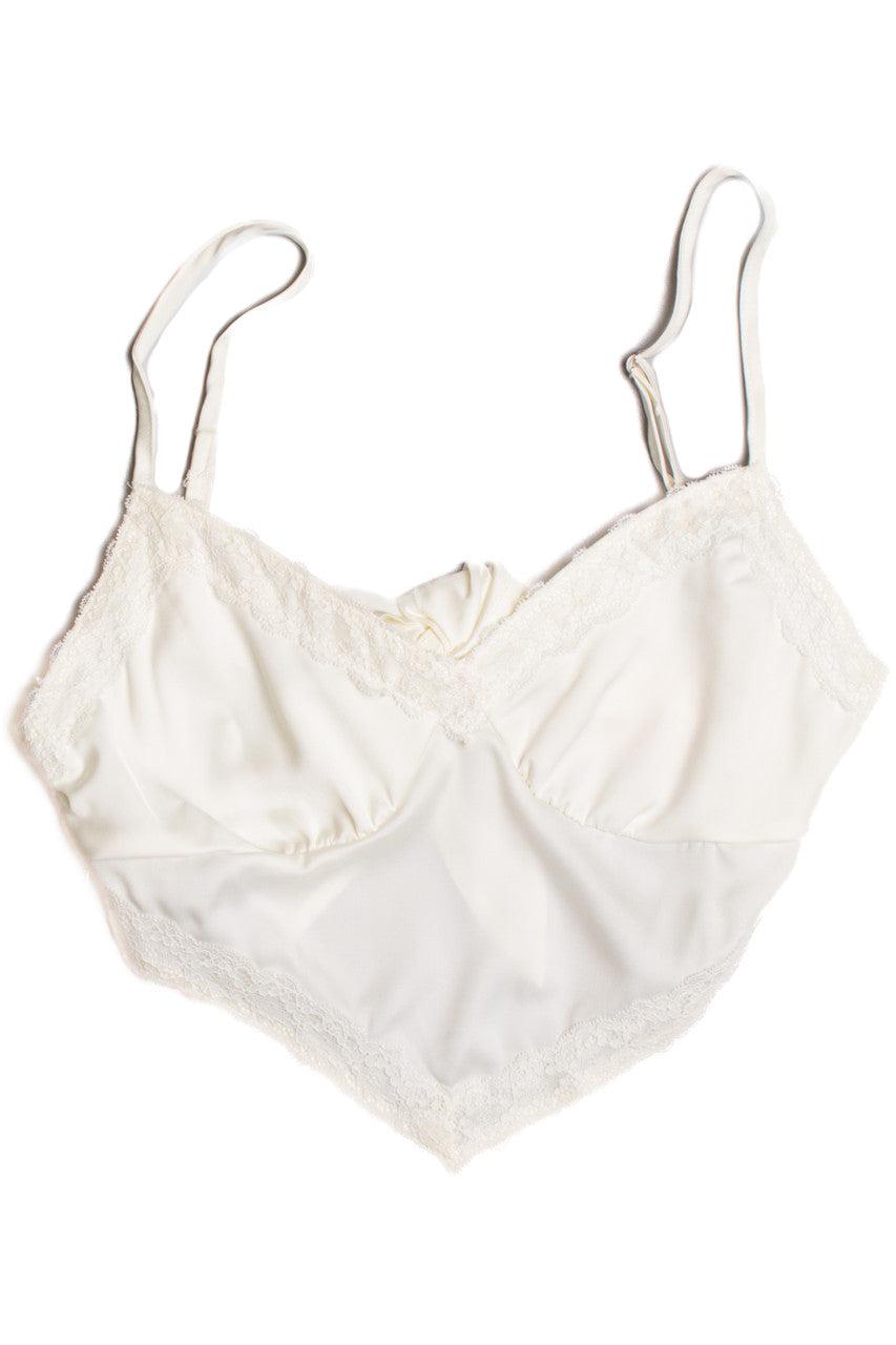 Off White Silky Lace Tie Back Top Product Image