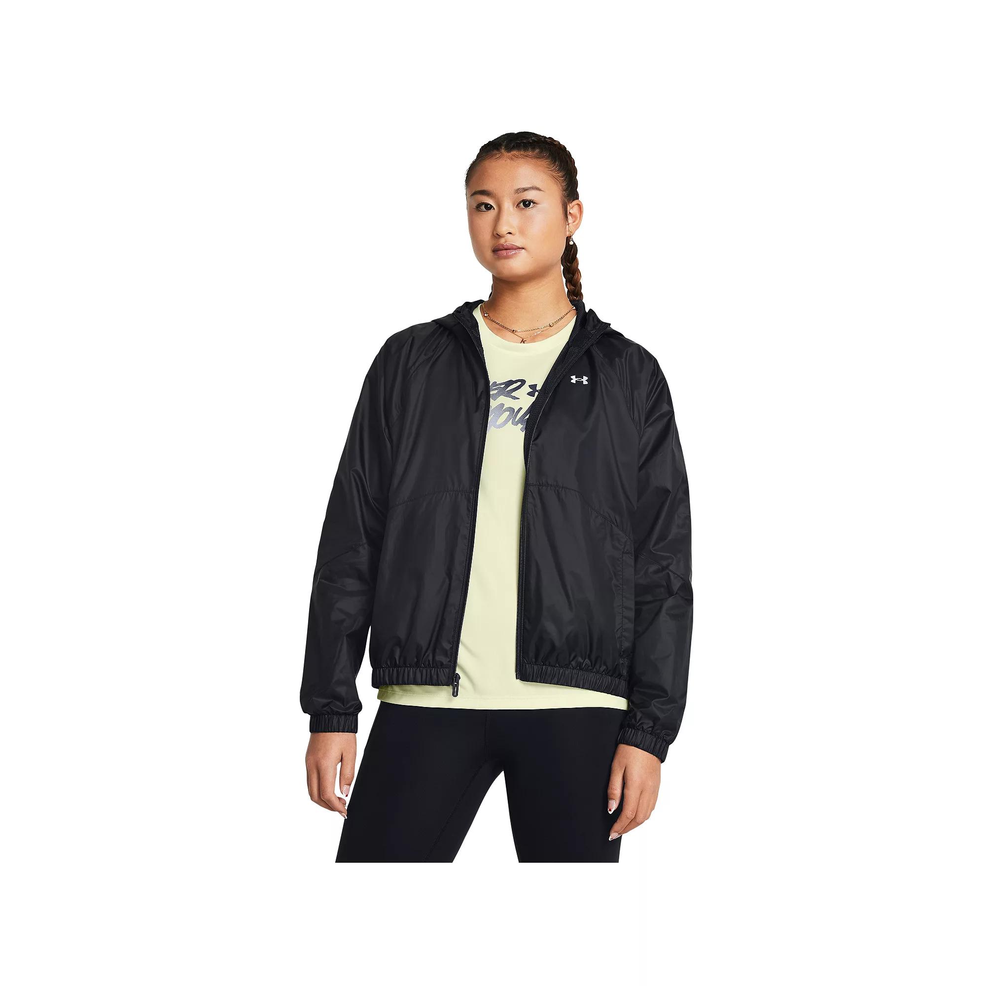 Women's Under Armour Rival Full-Zip Windbreaker Jacket, Size: Small, Black Product Image