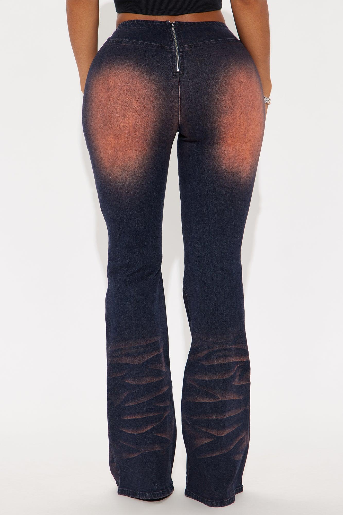 Level Up Mid Rise V Waistband Flare Jeans - Black Wash Product Image