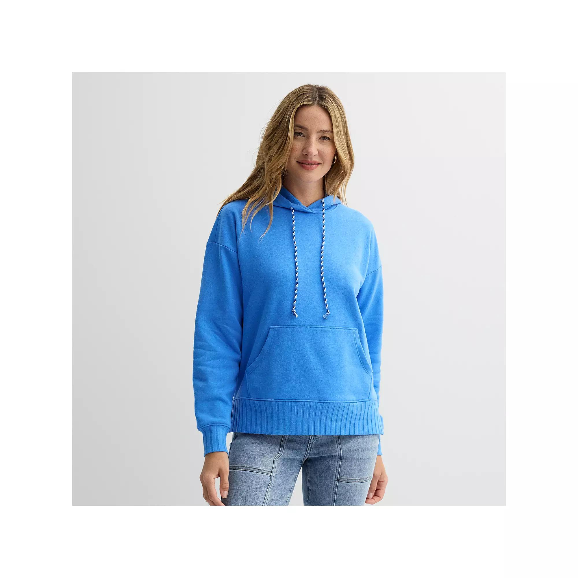 Women's Sonoma Goods For Life® Mixed Rib Fleece Hoodie, Size: Small, Purple Product Image