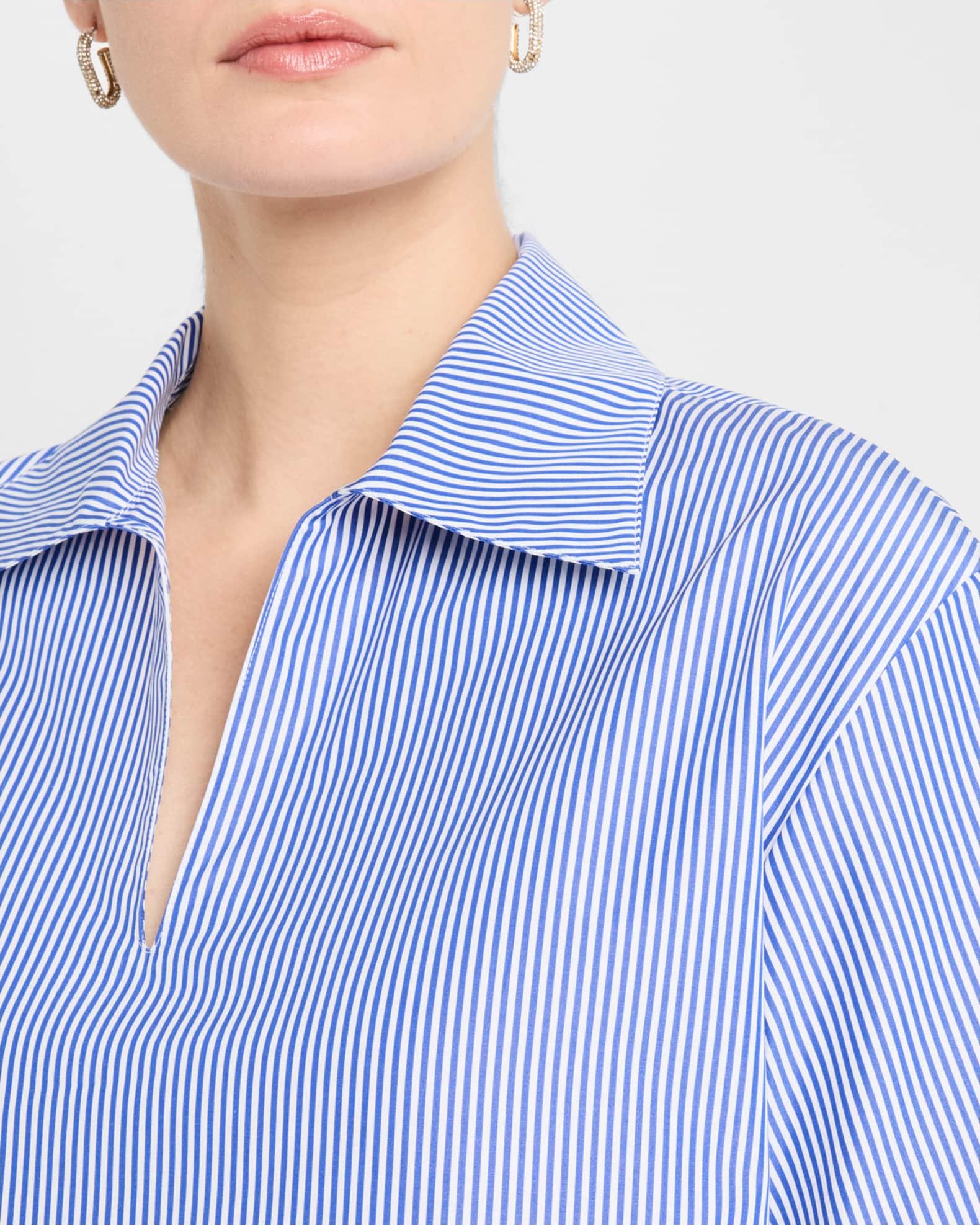 Striped Point-Collar Popover Blouse Product Image