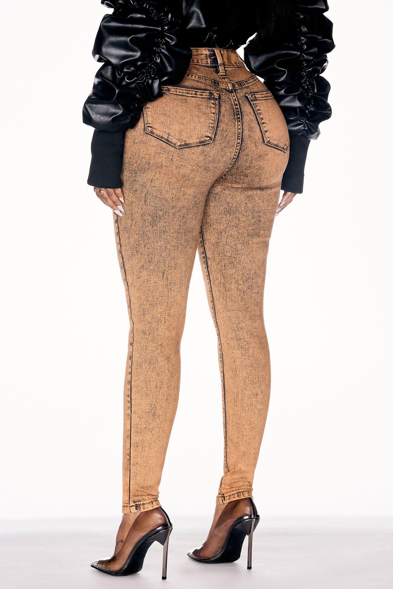 It's Giving High Stretch Curvy Skinny Jeans - Orange Product Image