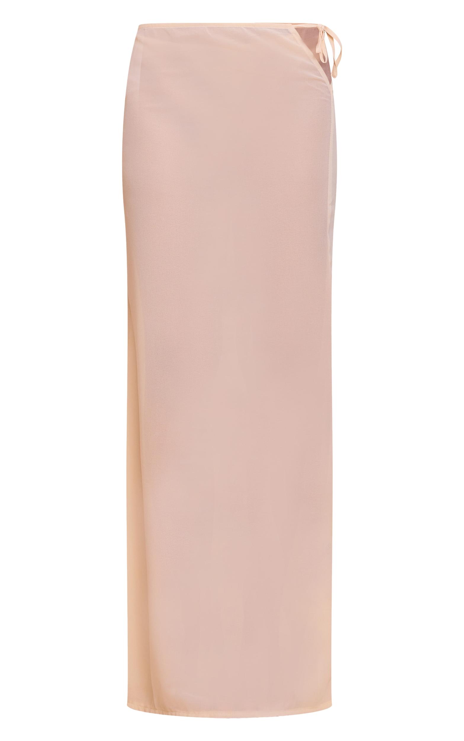 Cream Sheer Low Rise Maxi Skirt Product Image