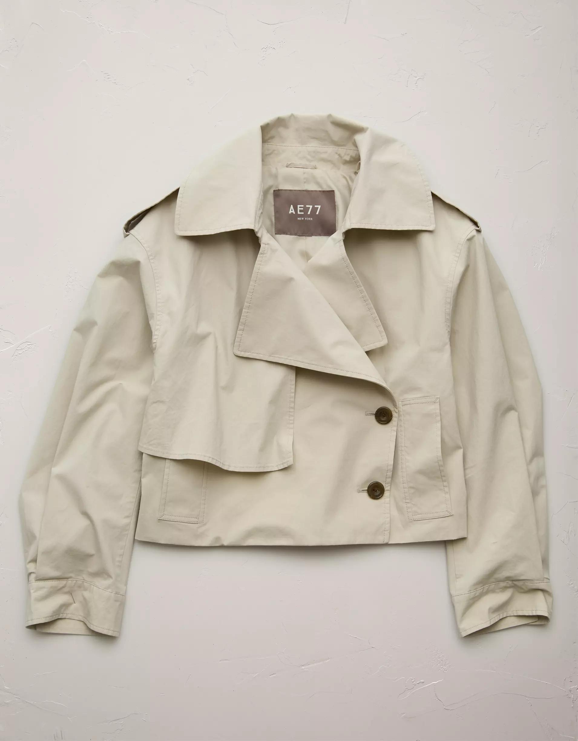 AE77 Premium Cropped Utility Trench Coat Product Image