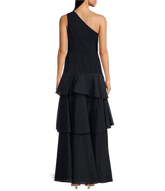 Aidan Mattox One Shoulder Tiered Ruffled Ball Gown Product Image