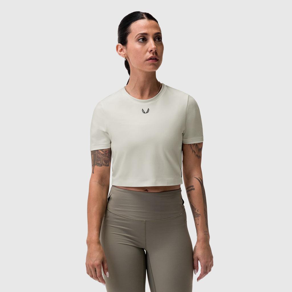 W019. LYCRA® Cropped Tee - Ivory Cream Product Image