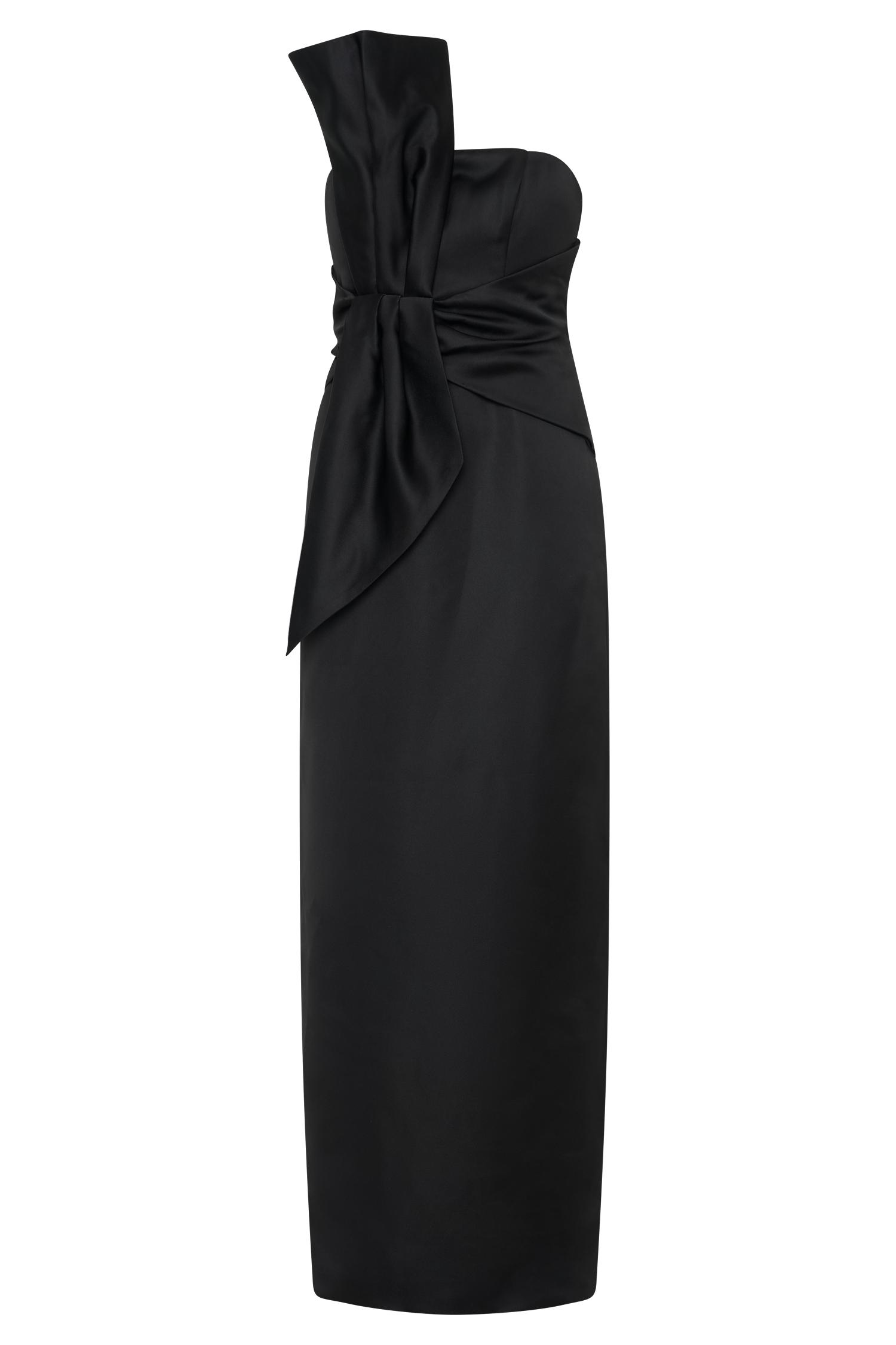 Cyrill Strapless Satin Structured Maxi Dress - Black Product Image