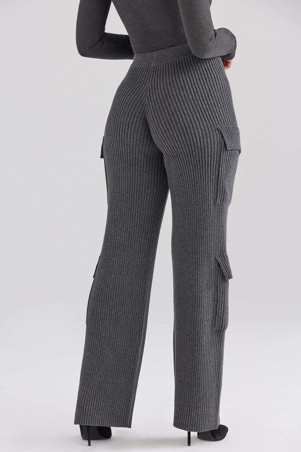 Tea  charcoal knitted utility trousers - sale Product Image