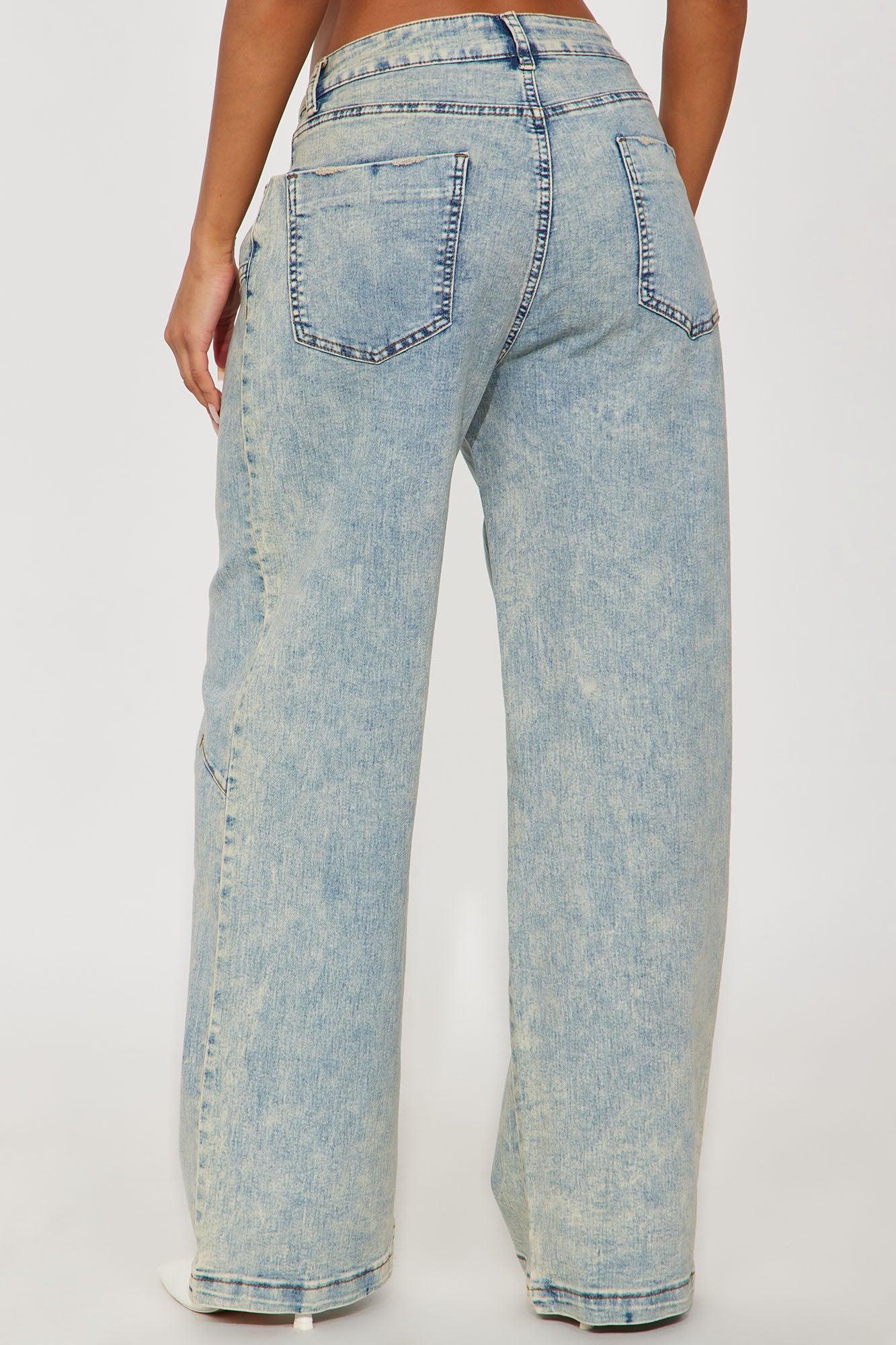 Worthwhile Buttonfly Wide Leg Jeans - Vintage Wash Female Product Image
