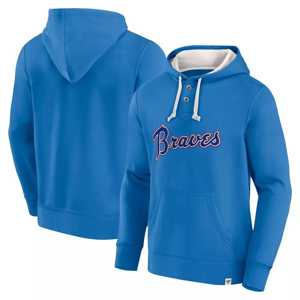 Men's Fanatics Branded Royal Atlanta Braves Plan for Adversity Henley Fleece Pullover Hoodie, Size: Medium, Blue Product Image