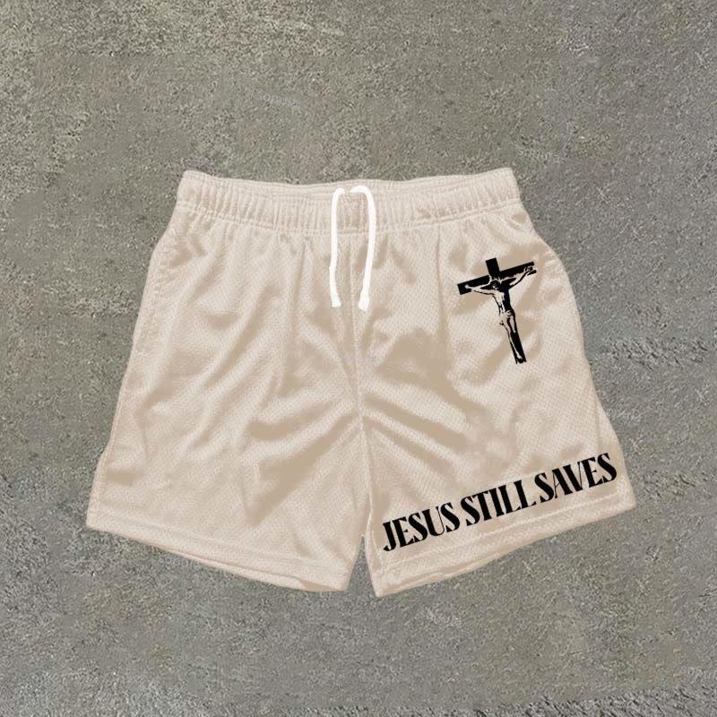 Sopula Jesus Still Saves Print Mesh Shorts Product Image
