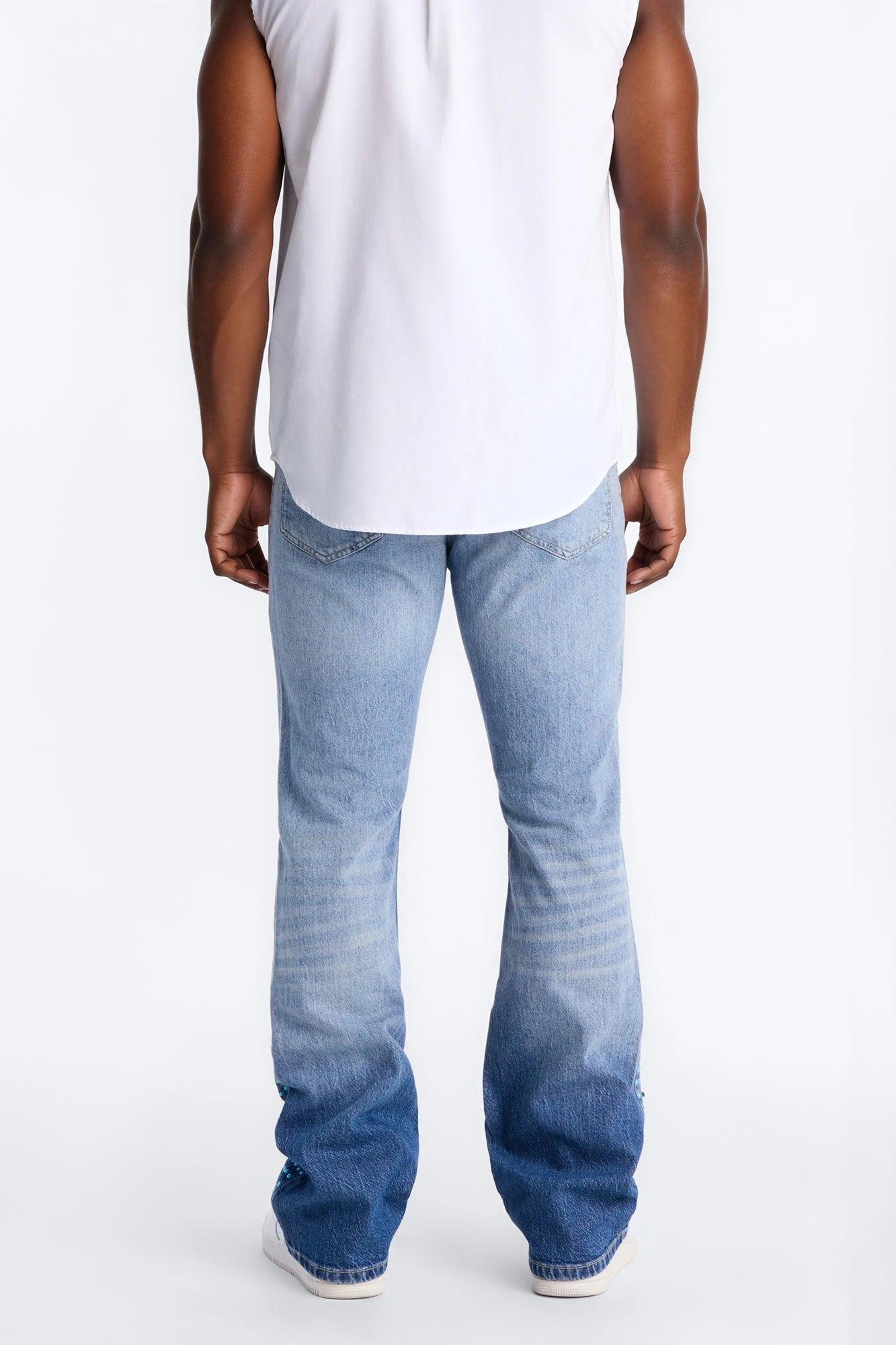 Stacked Slim Flare Pearl Strike Jeans - Light Blue Wash Male Product Image