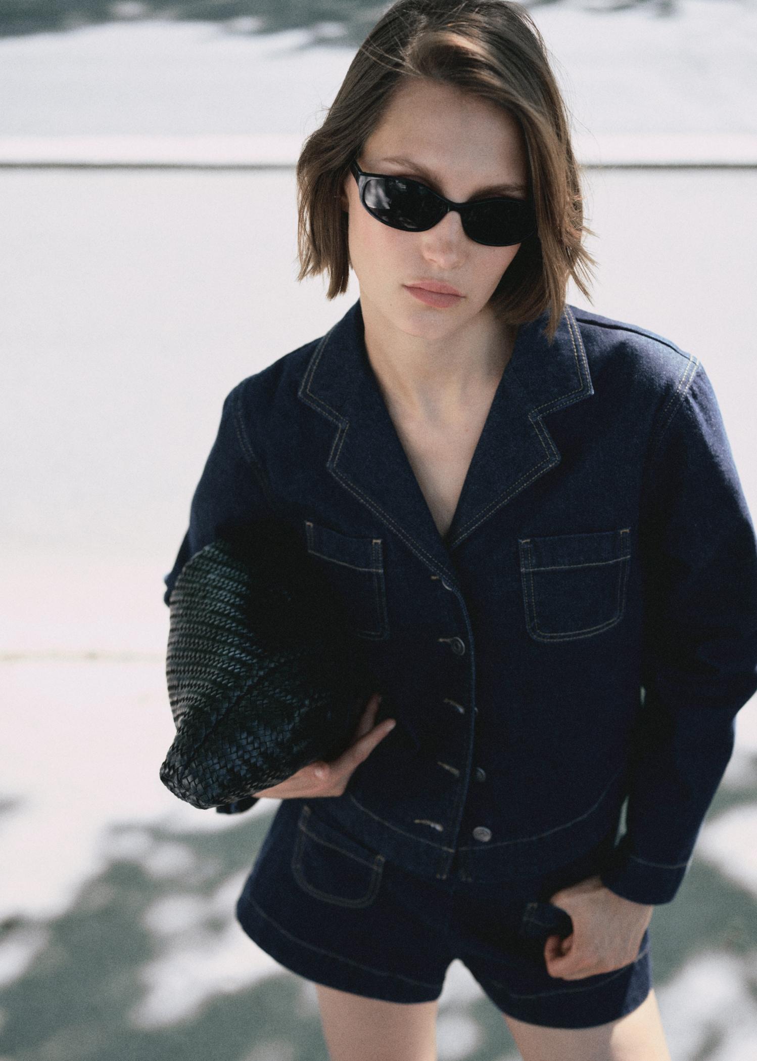 High-waisted denim shorts with pockets - Women | MANGO USA Product Image