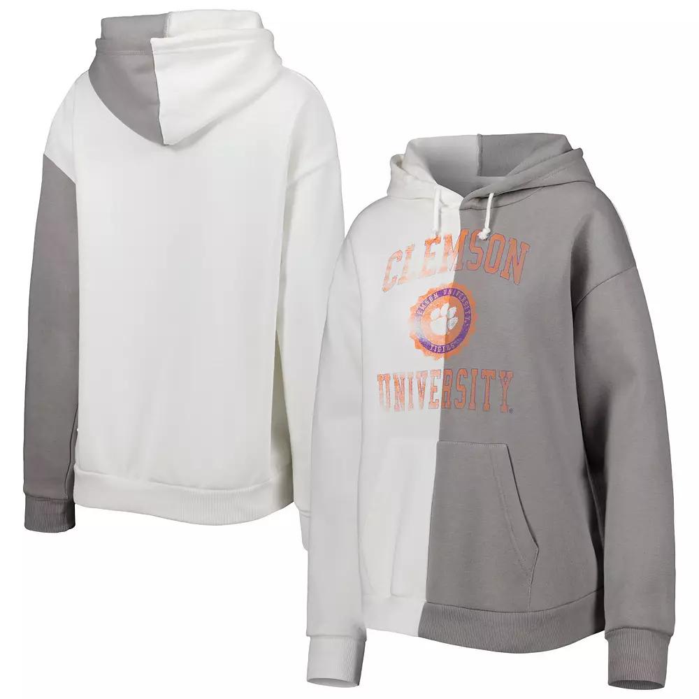 Women's Gameday Couture Gray/White Clemson Tigers Split Pullover Hoodie,  Product Image