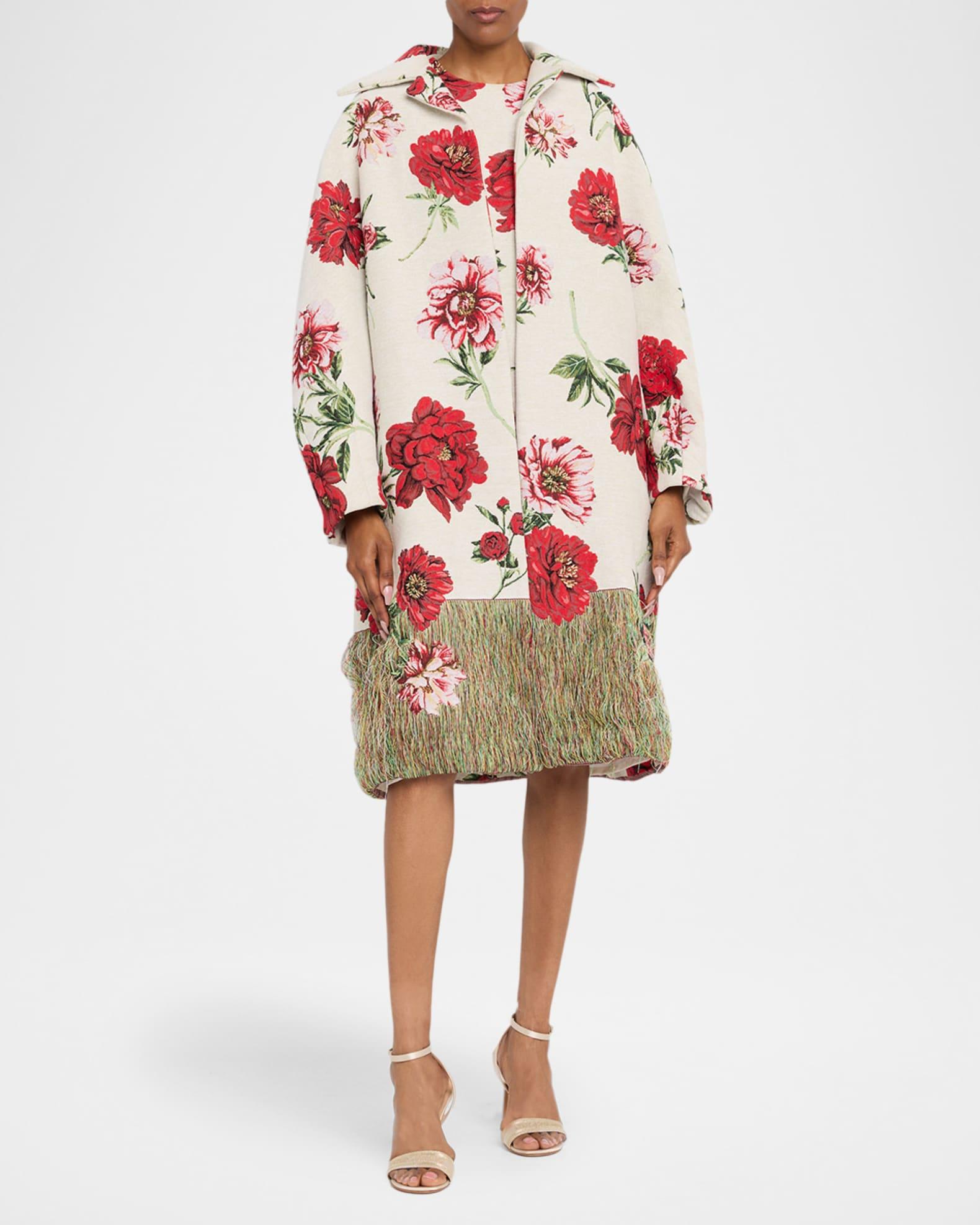 Oversized Peony Jacquard Coat Product Image