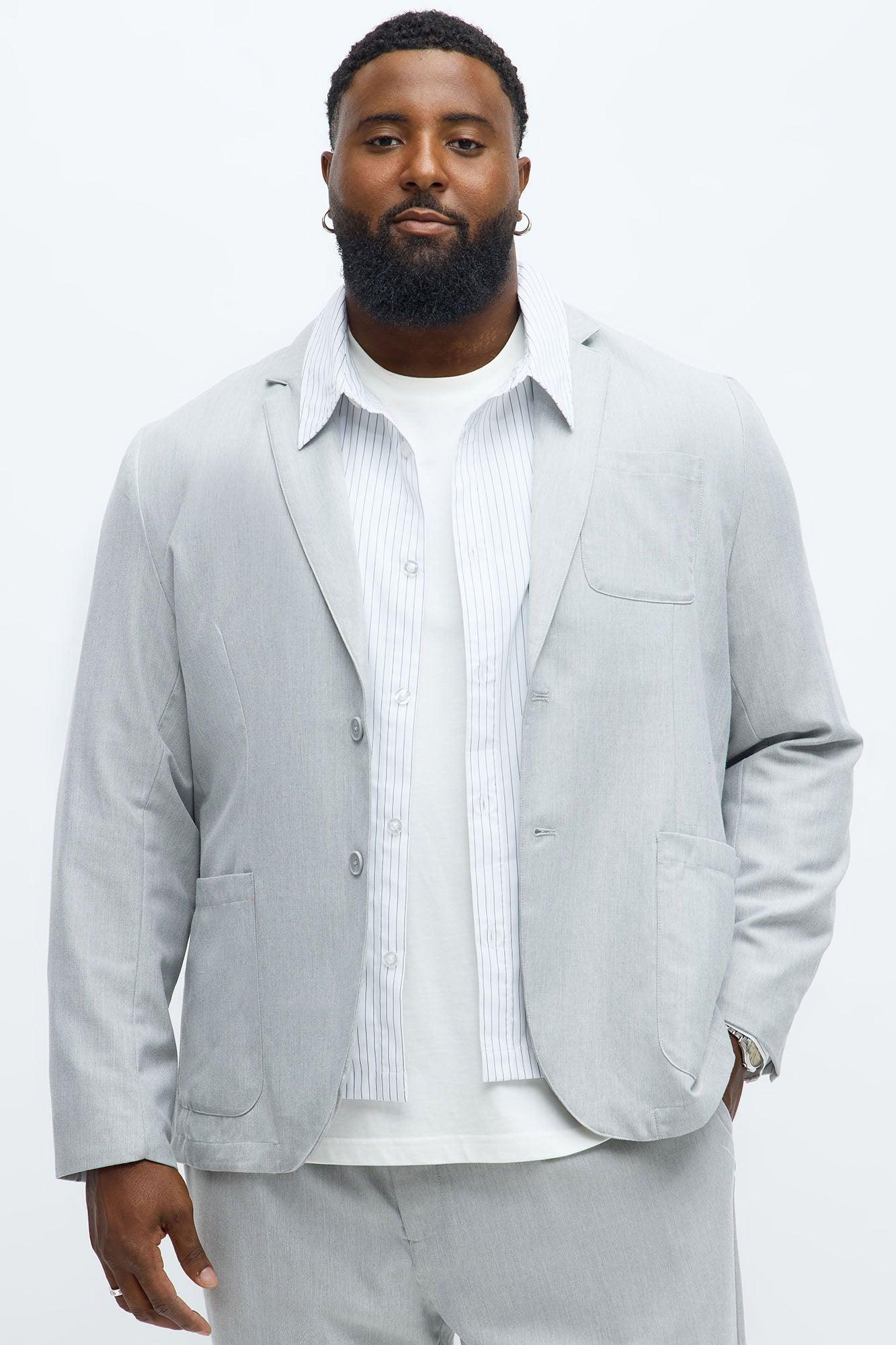 Slim Modern Lightweight Everyday Jacket - Light Grey Male Product Image