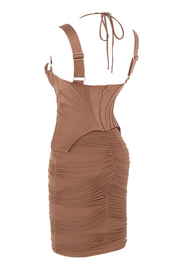 Talya  toffee corset midi dress Product Image