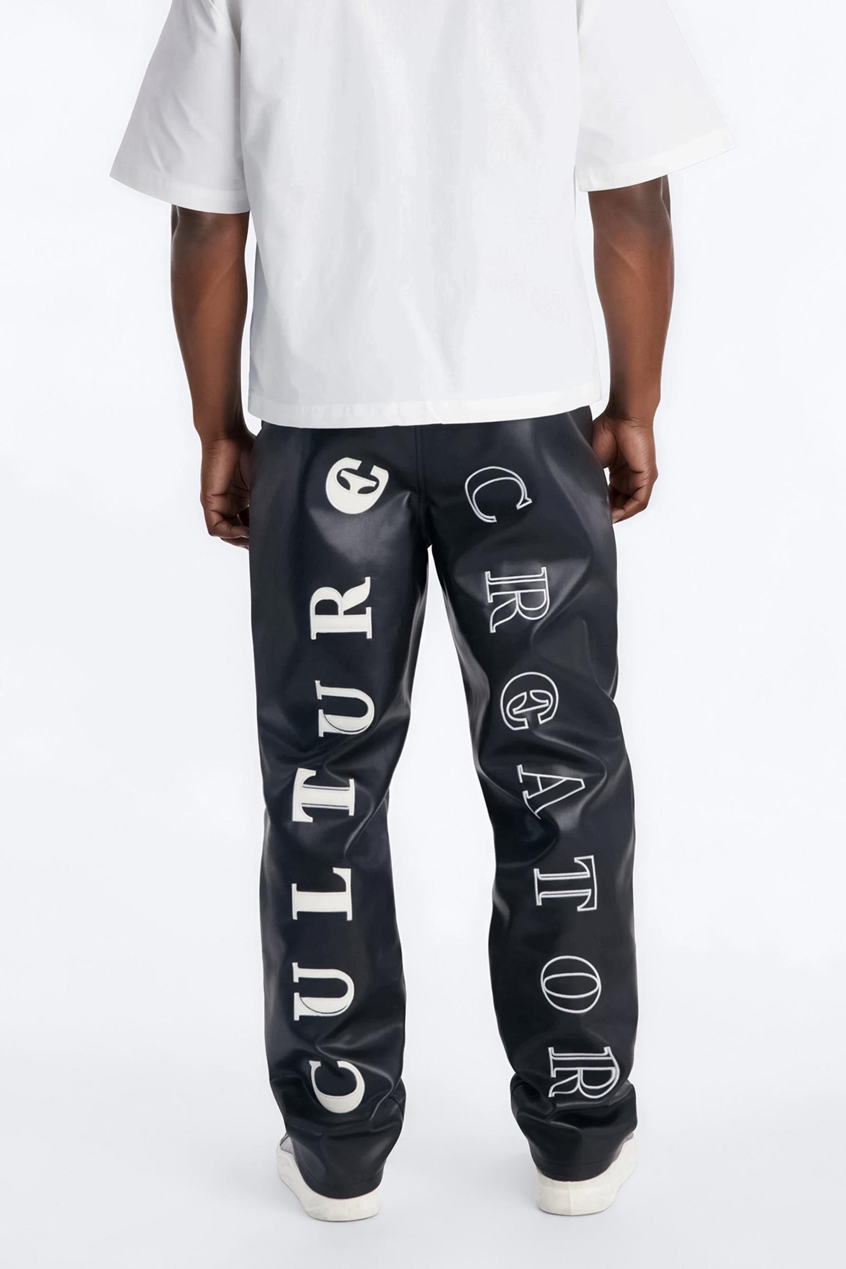 Straight Culture Creator Slit Faux Leather Pant - Black Male Product Image