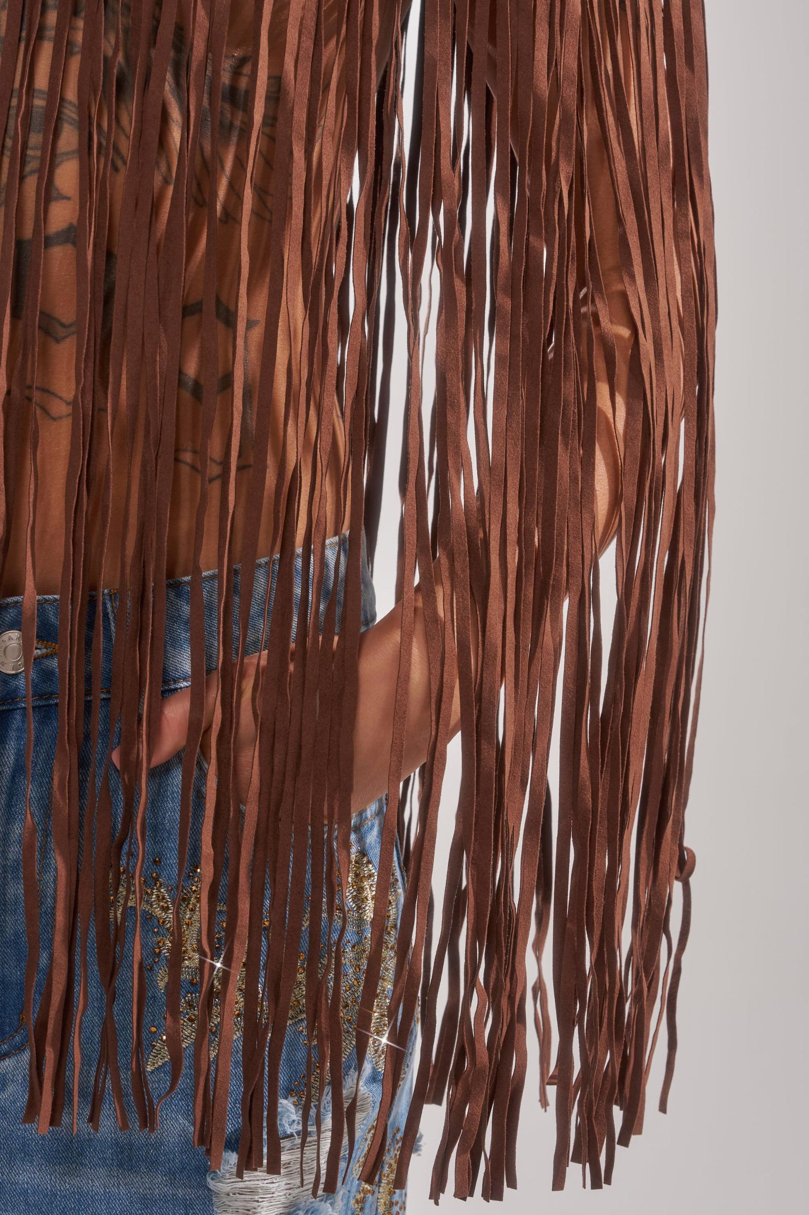 FRINGE FOR DAYS FAUX LEATHER TOP Product Image