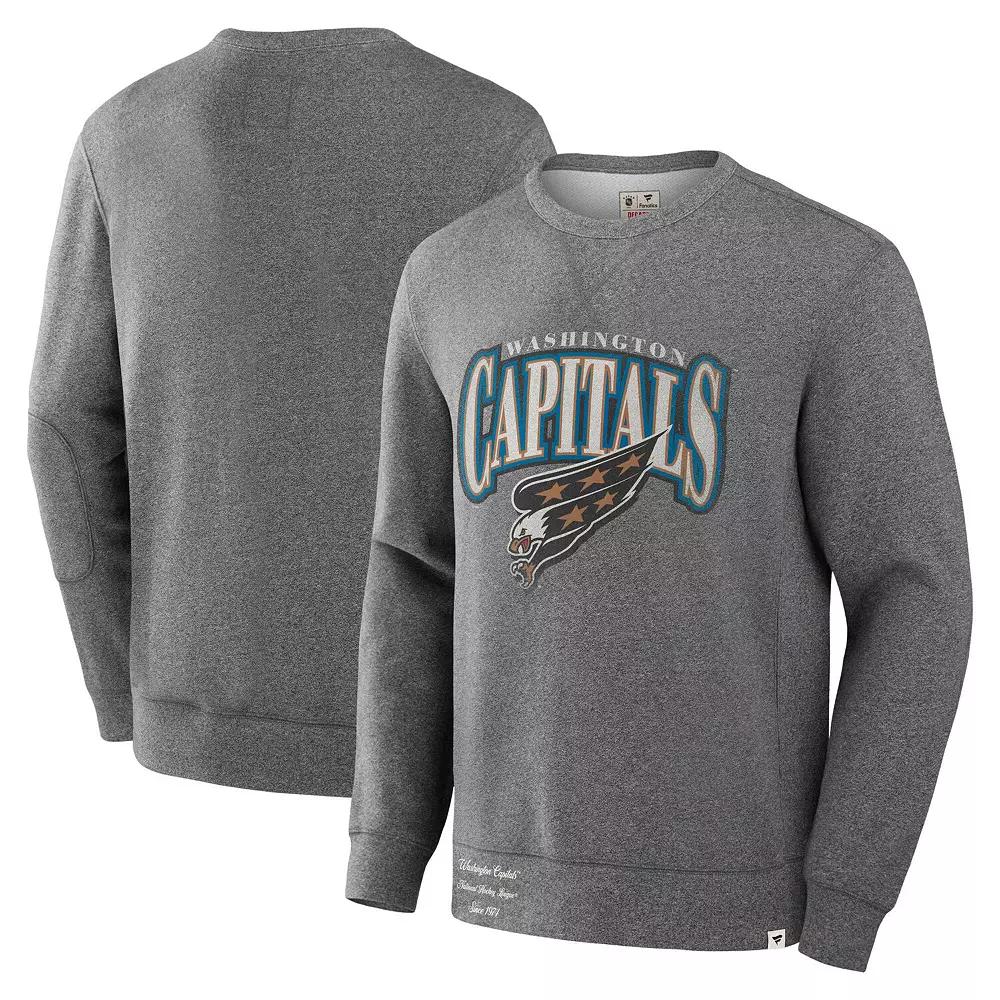 Men's Fanatics Heather Gray Washington Capitals Decades Collection Legendary Fleece Pullover Sweatshirt,  Product Image