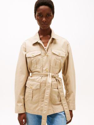 Gold Button Belted Utility Jacket Product Image