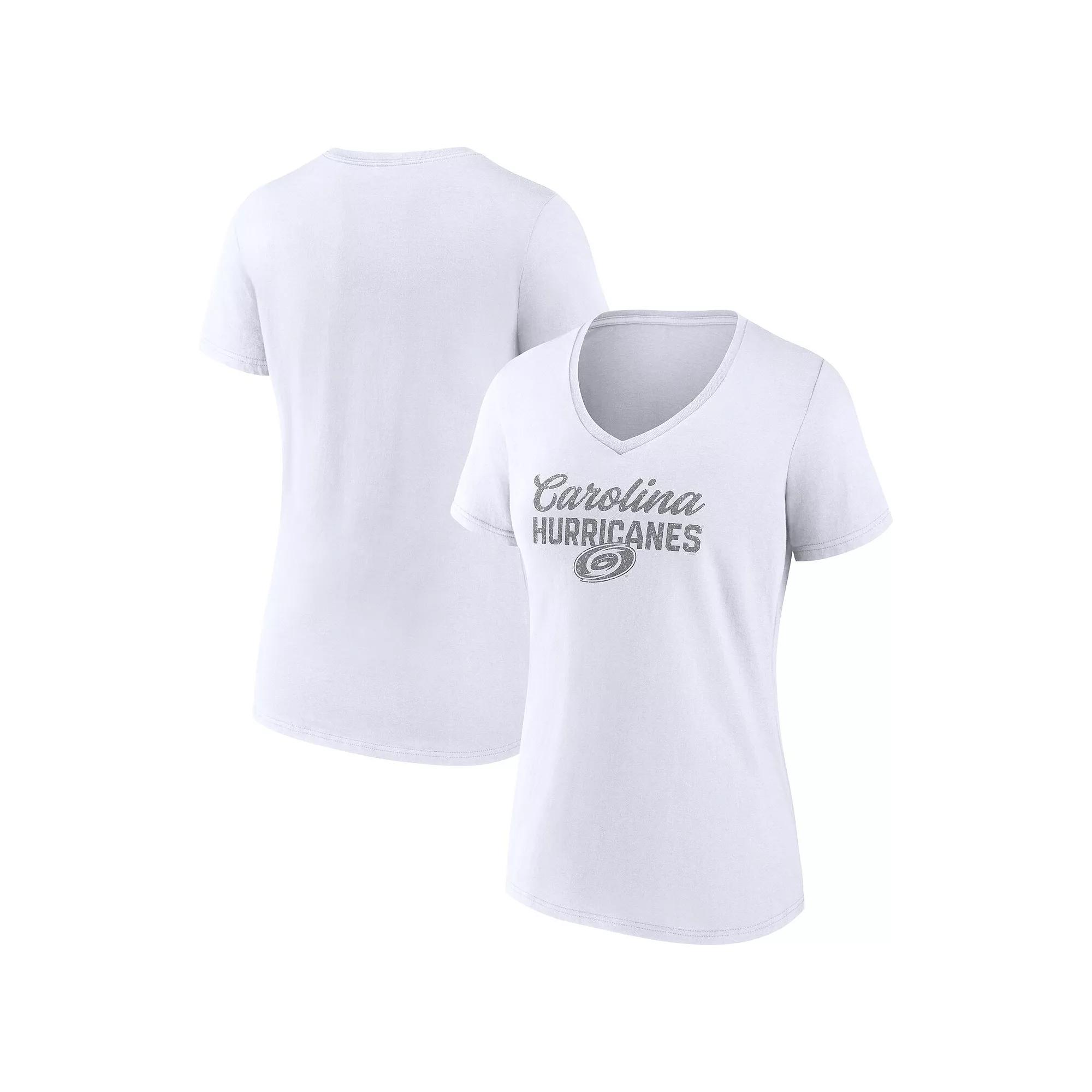 Women's Fanatics Carolina Hurricanes White Out V-Neck T-Shirt,  Product Image