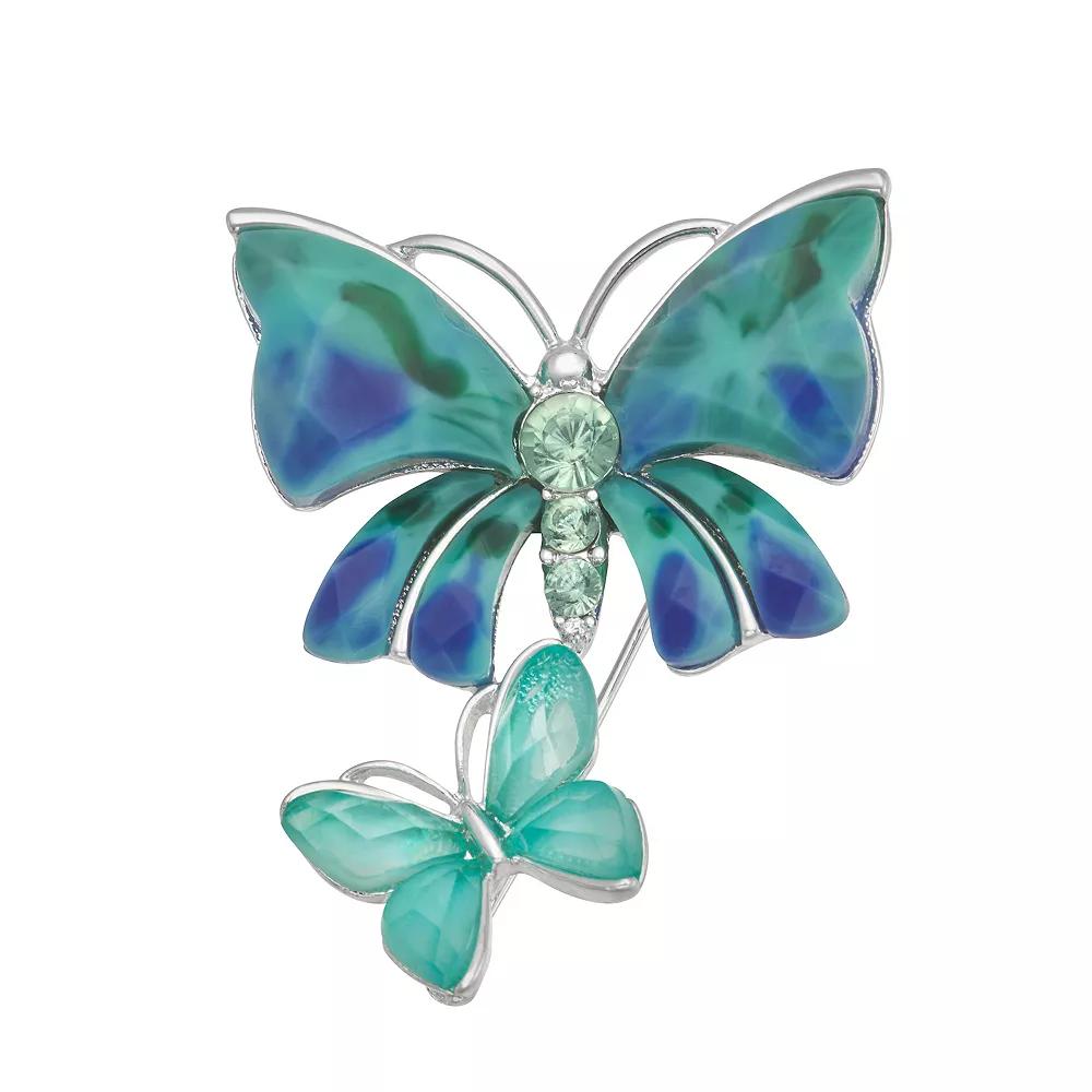 Napier Silver Tone Butterflies Pin, Women's, Green Product Image