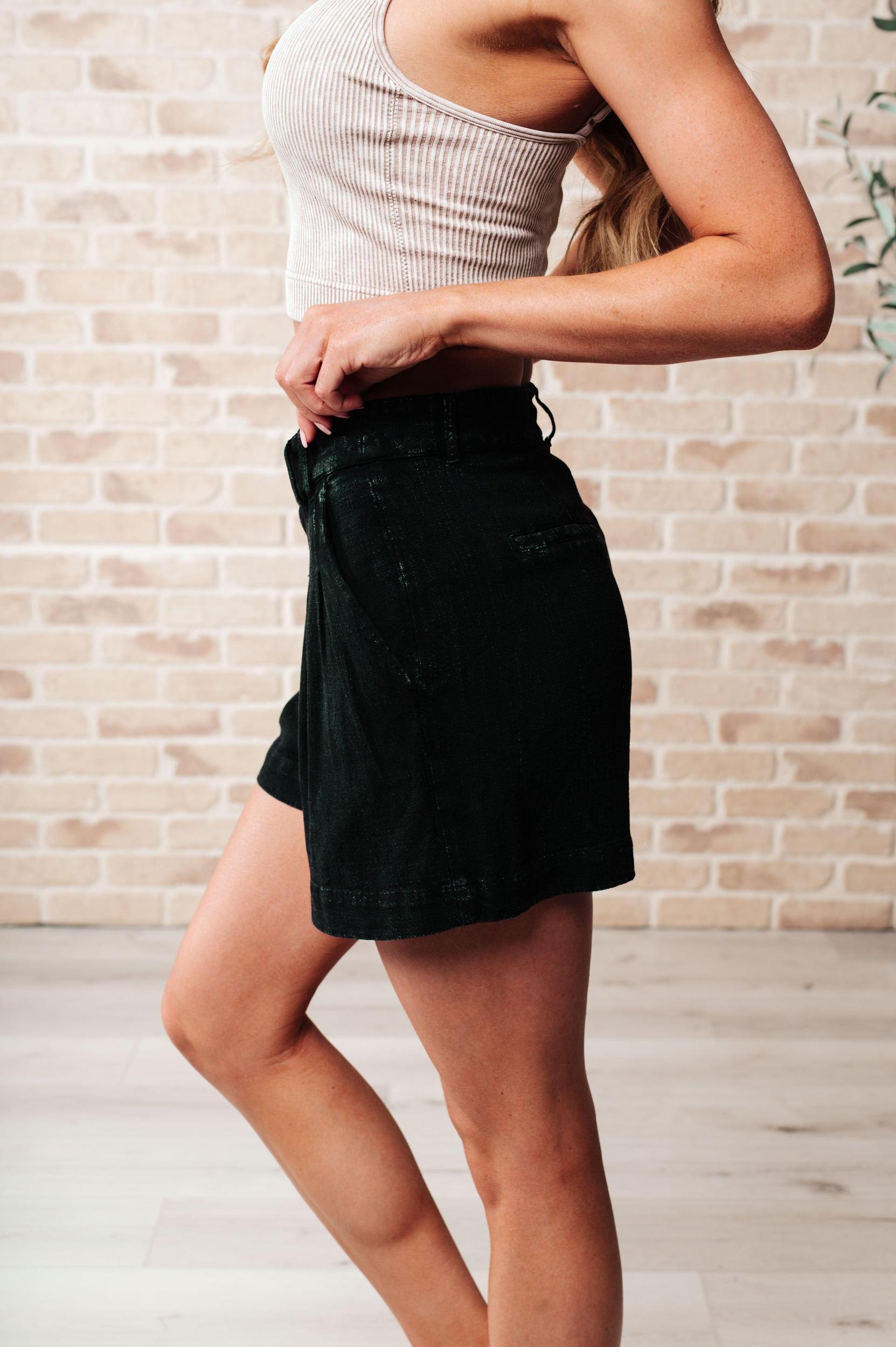 Mind Over Matter Pleated Shorts in Black Product Image