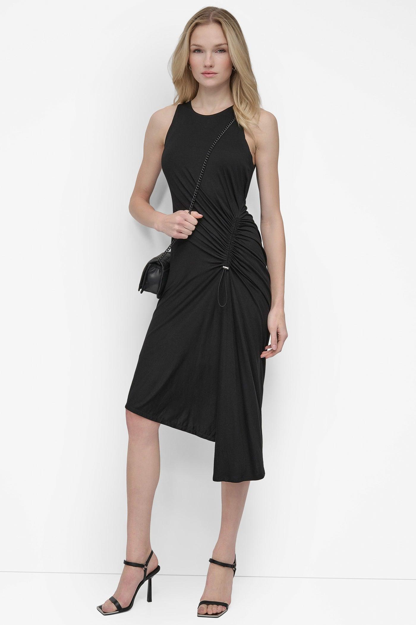 ASYMMETRIC FIT & FLARE MIDI DRESS Product Image