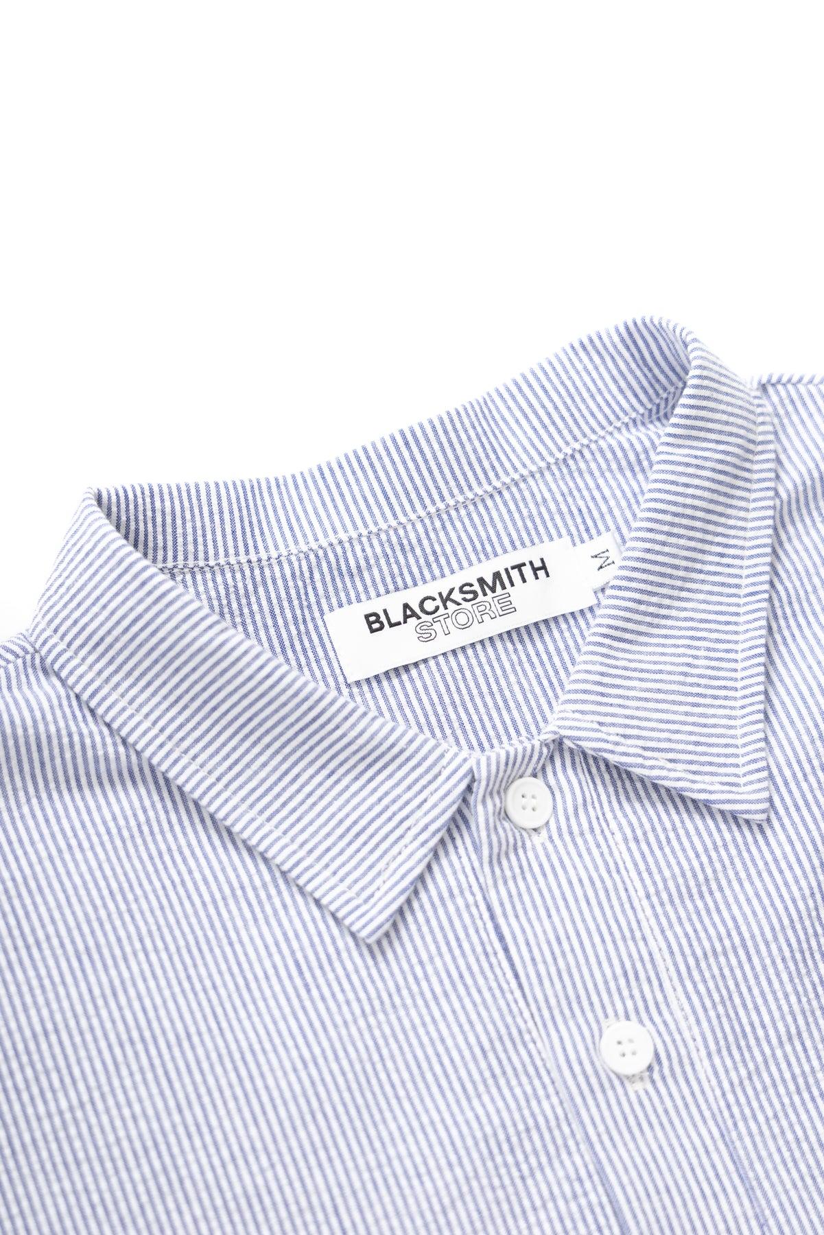 Blacksmith - Short Sleeved Popover Shirt - Blue Seersucker Product Image