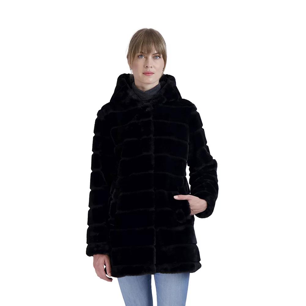 Women's Sebby Collection Hooded Reversible Faux-Fur Coat,  Product Image